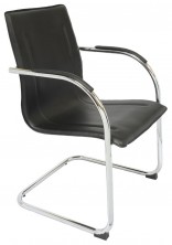 Comfo Chair. With Arms. Chrome Cantilever. Black PU Vinyl Only